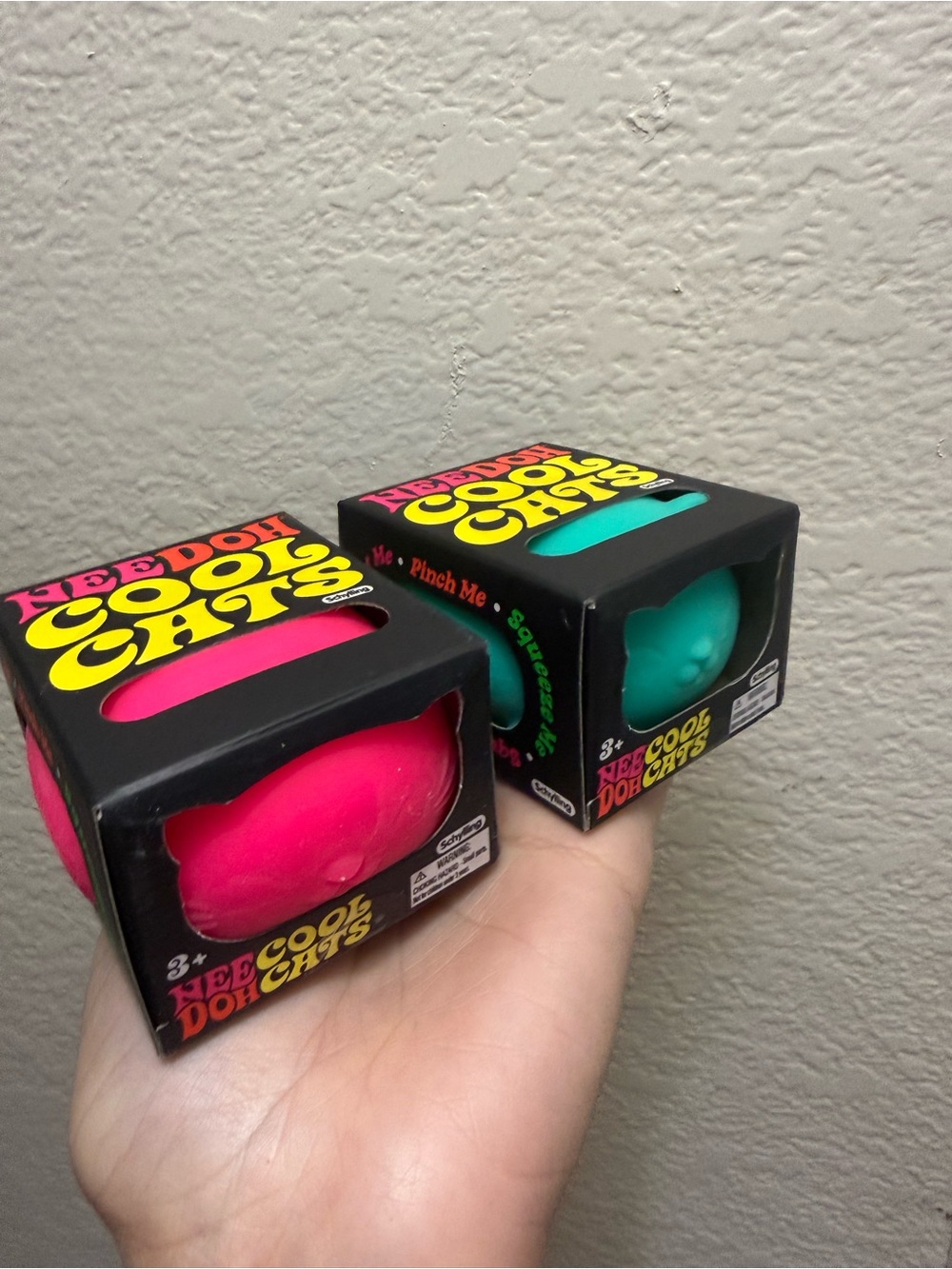 Bundle of 2 Needoh Cool Cats: Pink & Teal. New